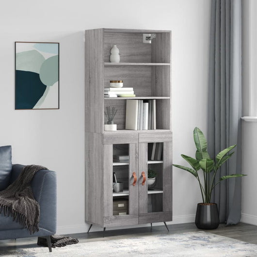 Credenza Grigio Sonoma 69,5x34x180 cm in Legno Multistrato 3189291