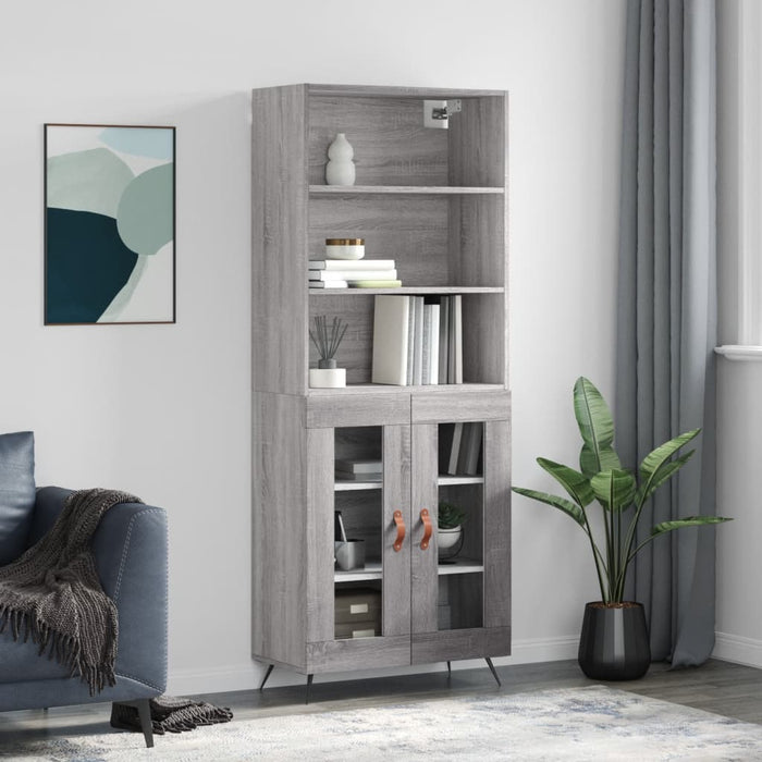 Credenza Grigio Sonoma 69,5x34x180 cm in Legno Multistrato 3189291