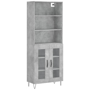 Credenza-Buffet-Armadio da cucina Grigio Cemento 69,5x34x180 cm in Legno Multistrato 233336