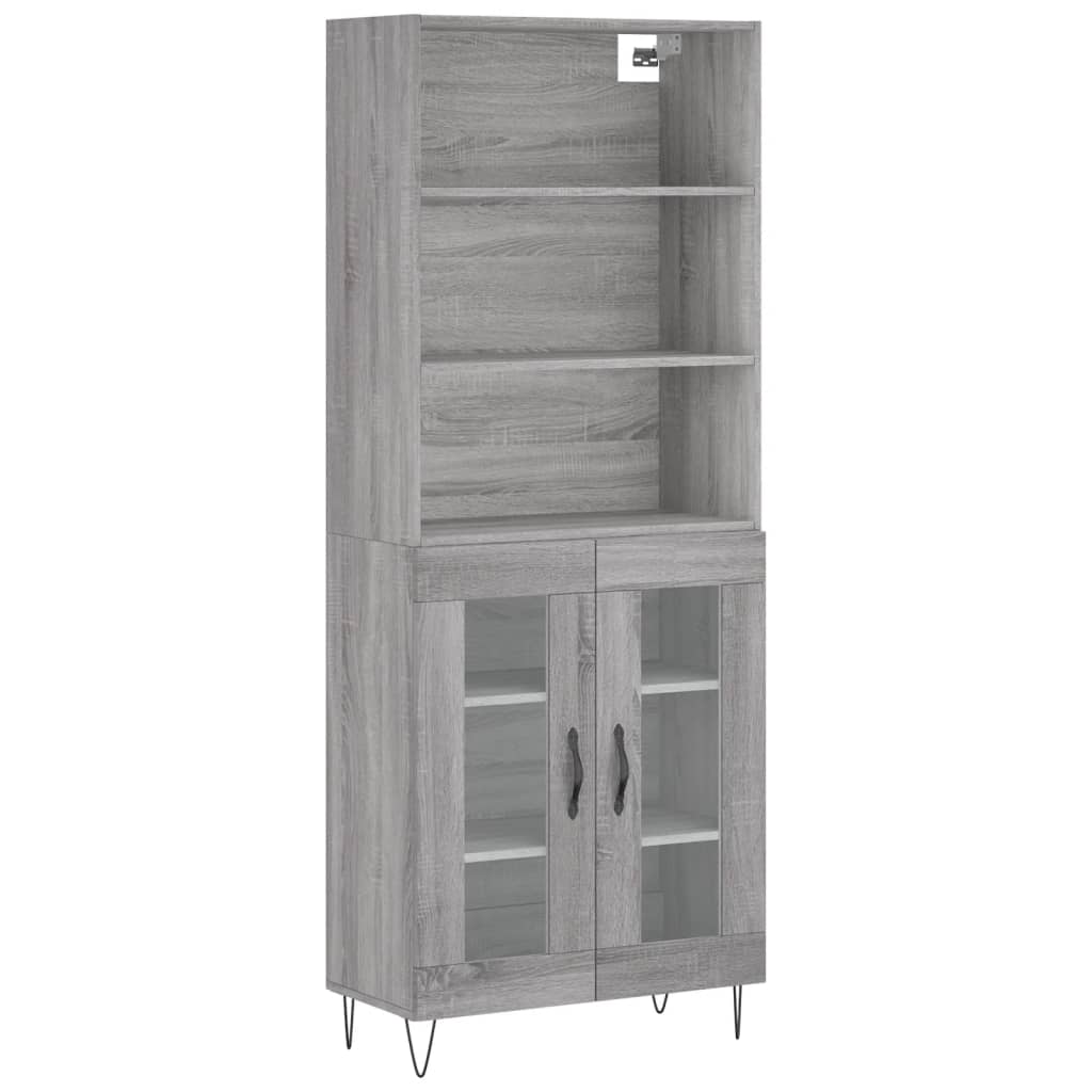 Buffet credenza cassettiera armadio mobile contenitore organizer cucina soggiorno salotto rovere Sonoma alto 695 x 34 x 180 cm legno ingegnerizzato grigio 02_0035426