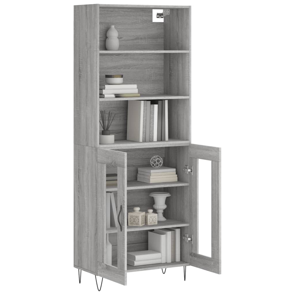 Credenza Grigio Sonoma 69,5x34x180 cm in Legno Multistrato 3189315