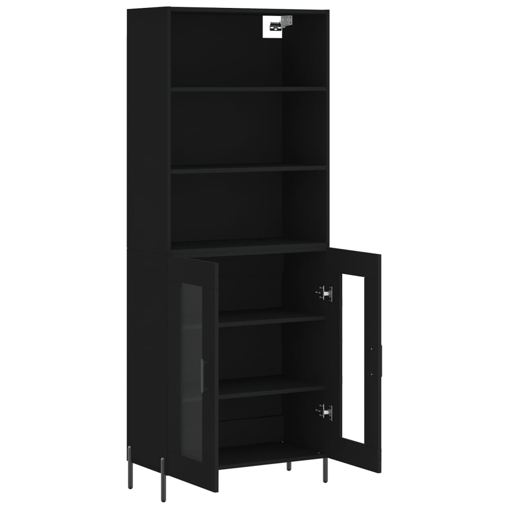 Credenza buffet cassettiera mobile contenitore organizer cucina soggiorno soggiorno alto 69,5 x 34 x 180 cm multistrato nero 02_0035072