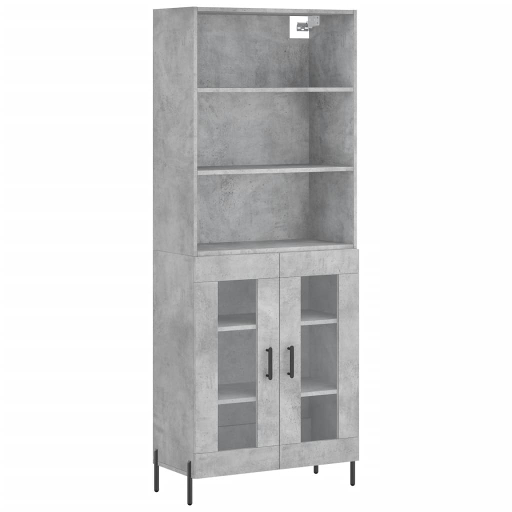 Credenza-Buffet-Armadio da cucina Grigio Cemento 69,5x34x180 cm in Legno Multistrato 675032
