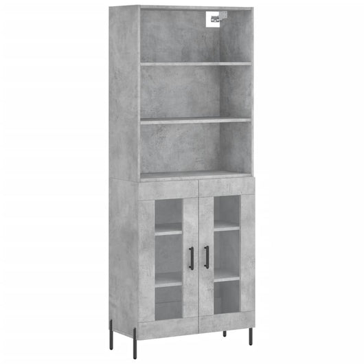 Credenza-Buffet-Armadio da cucina Grigio Cemento 69,5x34x180 cm in Legno Multistrato 675032