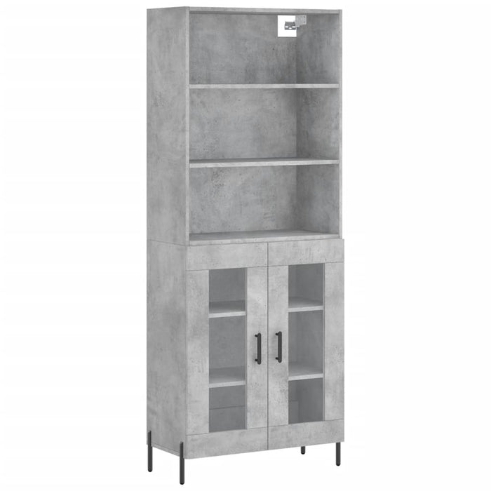 Credenza-Buffet-Armadio da cucina Grigio Cemento 69,5x34x180 cm in Legno Multistrato 675032