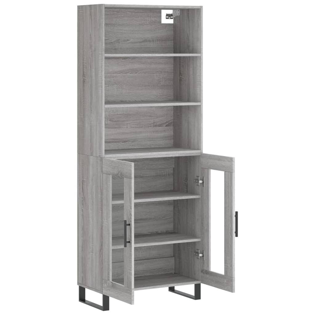 Buffet credenza cassettiera armadio mobile contenitore organizer cucina soggiorno salotto rovere Sonoma alto 695 x 34 x 180 cm legno ingegnerizzato grigio 02_0035555