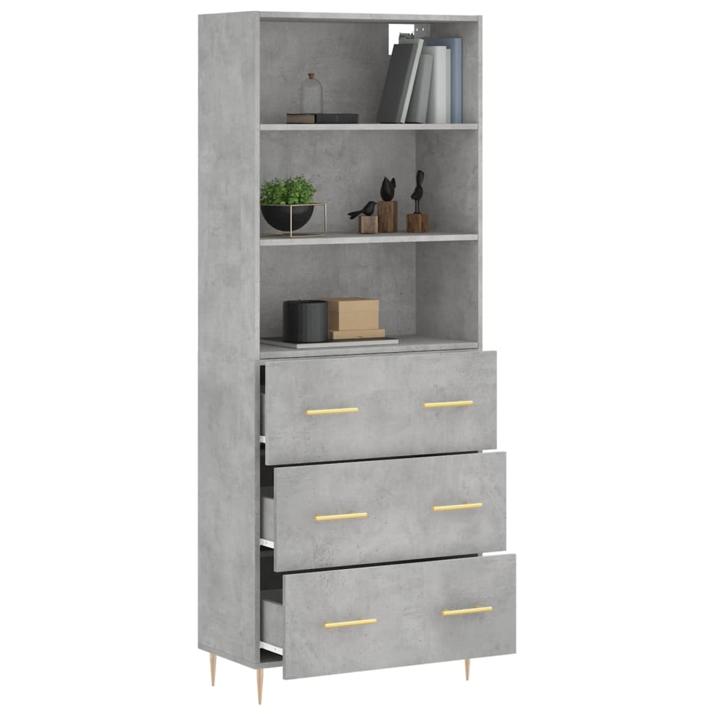Credenza Grigio Cemento 69,5x34x180 cm in Legno Multistrato 3189369