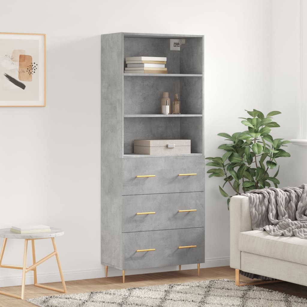 Credenza Grigio Cemento 69,5x34x180 cm in Legno Multistrato 3189369