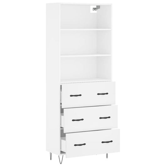 Credenza cassettiera cassettiera mobile contenitore organizer cucina soggiorno soggiorno alto 69,5 x 34 x 180 cm derivati ​​del legno bianco 02_0032732