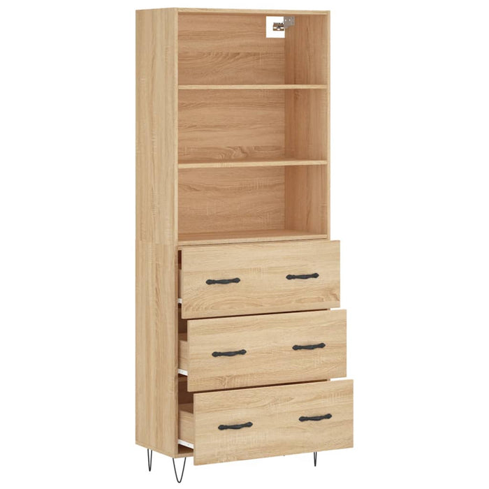 Credenza cassettiera mobile contenitore organizer cucina soggiorno salotto alto sonoma 695 x 34 x 180 cm legno ingegnerizzato marrone 02_0034112
