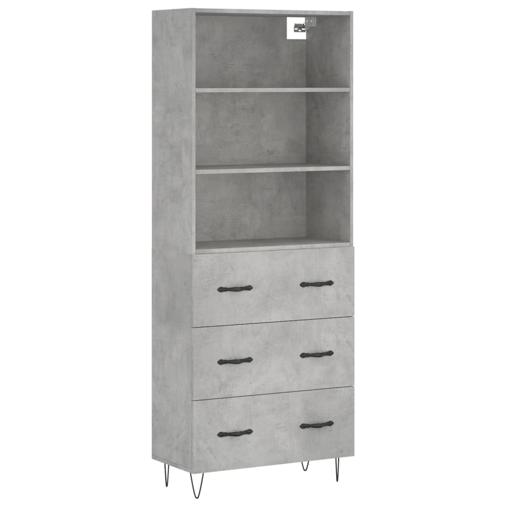 Credenza Grigio Cemento 69,5x34x180 cm in Legno Multistrato 3189377