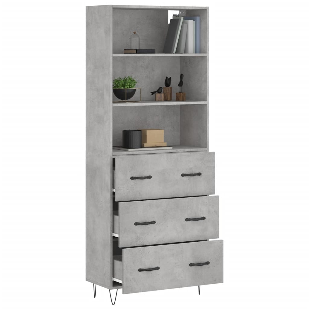 Credenza Grigio Cemento 69,5x34x180 cm in Legno Multistrato 3189377