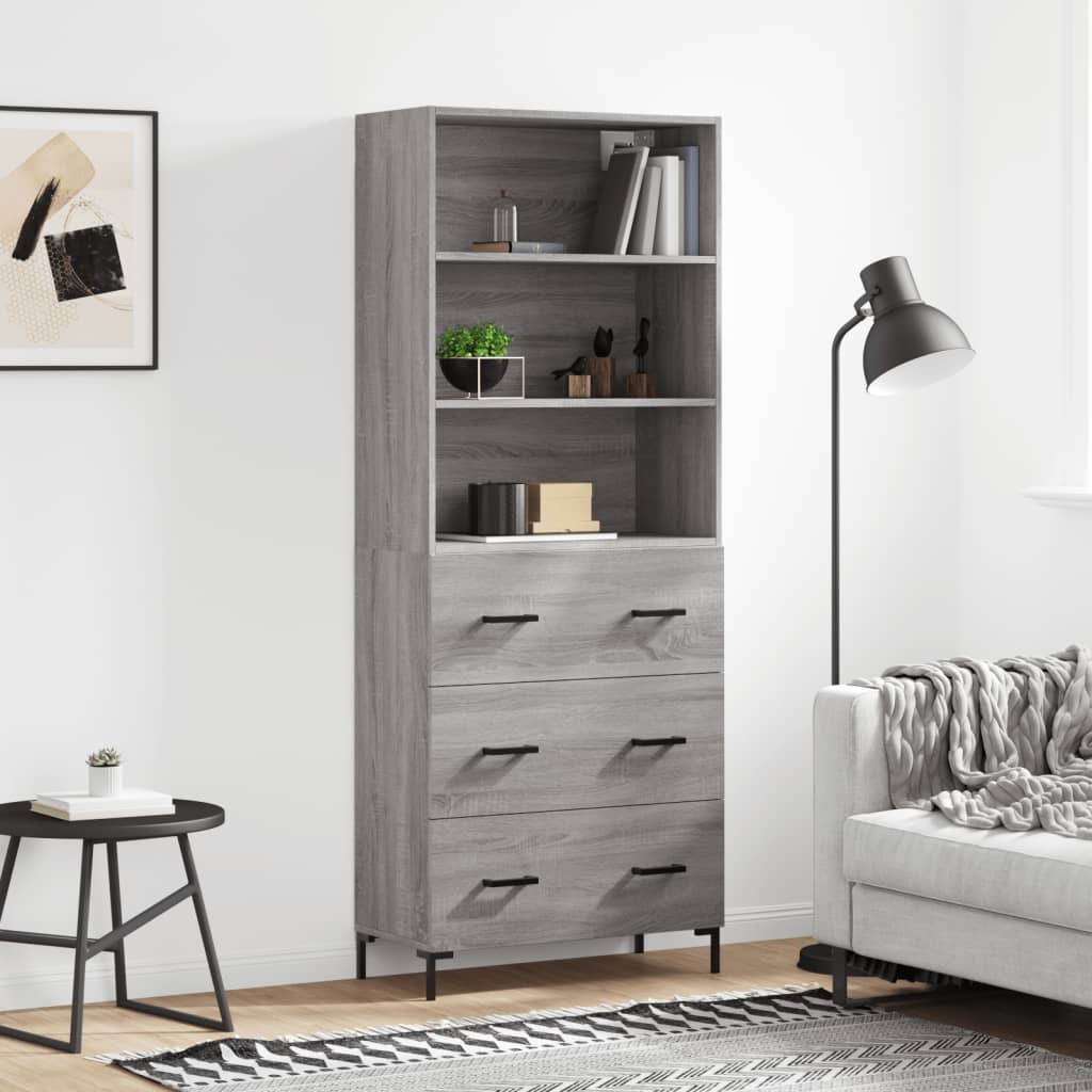 Credenza Grigio Sonoma 69,5x34x180 cm in Legno Multistratocod mxl 77670
