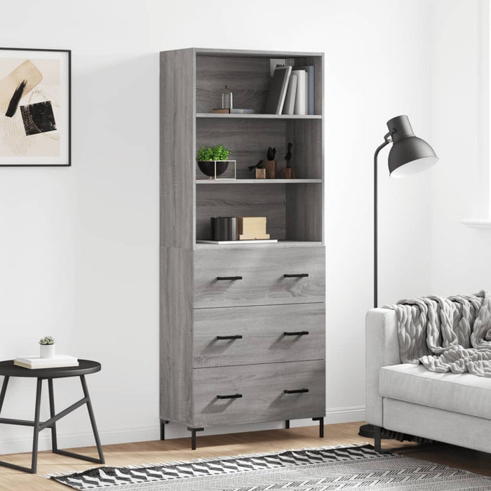 Credenza Grigio Sonoma 69,5x34x180 cm in Legno Multistratocod mxl 77670