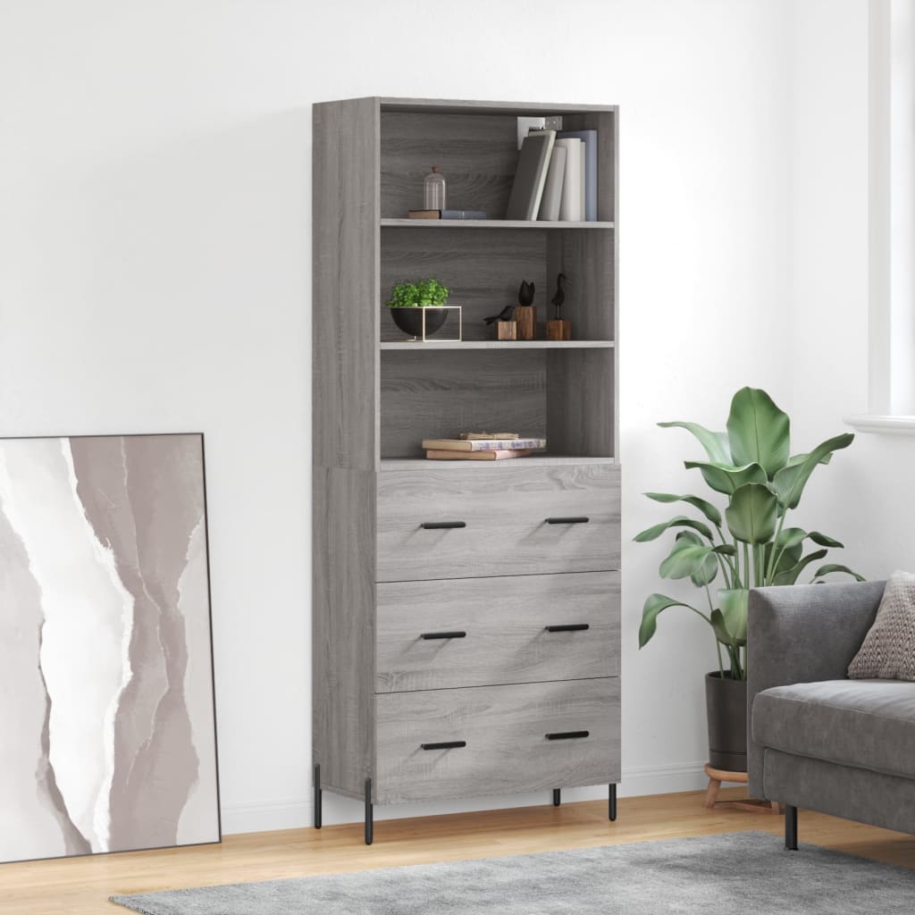 Credenza Grigio Sonoma 69,5x34x180 cm in Legno Multistratocod mxl 125306