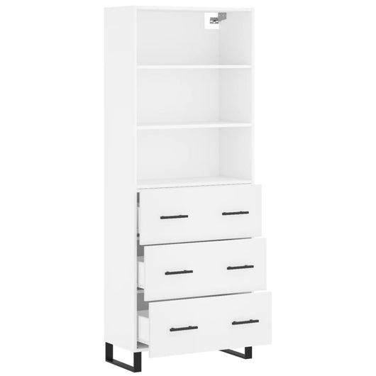 Credenza cassettiera mobile contenitore organizer cucina soggiorno salotto alto 695 x 34 x 180 cm legno ingegnerizzato bianco 02_0032545