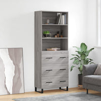 Credenza-Buffet-Armadio da cucina Grigio Sonoma 69,5x34x180 cm in Legno Multistrato 209445
