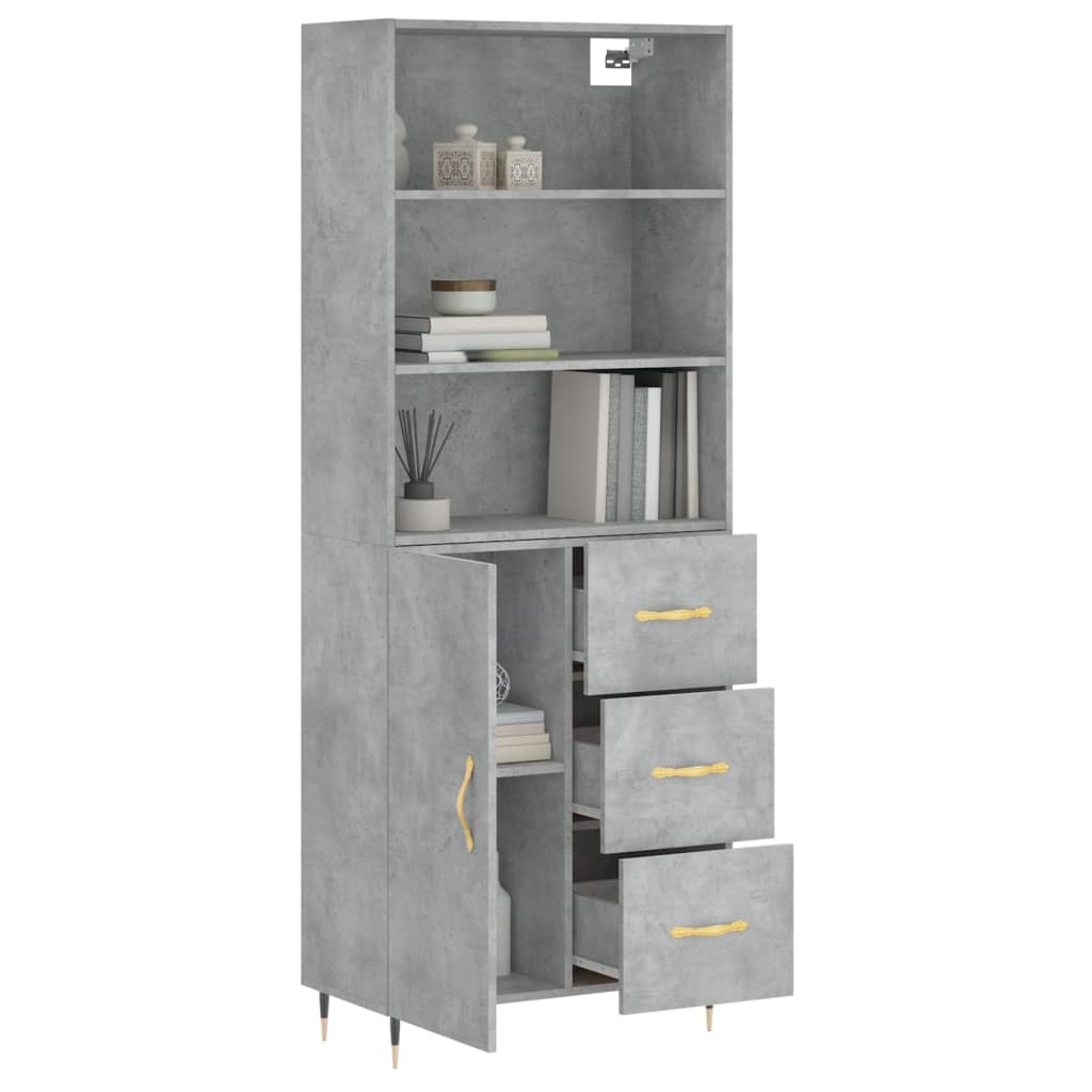 Credenza Grigio Cemento 69,5x34x180 cm in Legno Multistrato 3189425