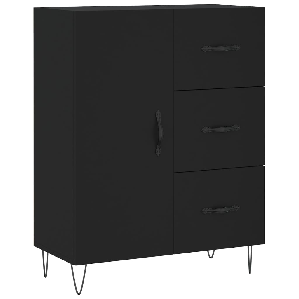 Credenza-Buffet-Armadio da cucina Nera 69,5x34x180 cm in Legno Multistrato 262398