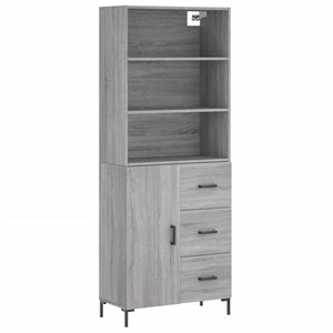 Credenza Grigio Sonoma 69,5x34x180 cm in Legno Multistrato 3189451