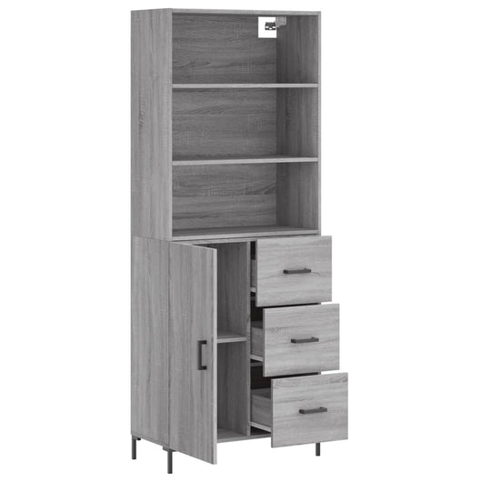 Credenza cassettiera cassettiera mobile contenitore organizer cucina soggiorno soggiorno alto Sonoma 69,5 x 34 x 180 cm pannelli compositi grigio 02_0035438