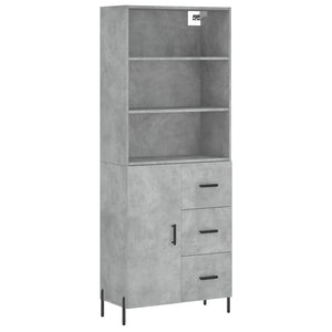 Credenza Grigio Cemento 69,5x34x180 cm in Legno Multistrato