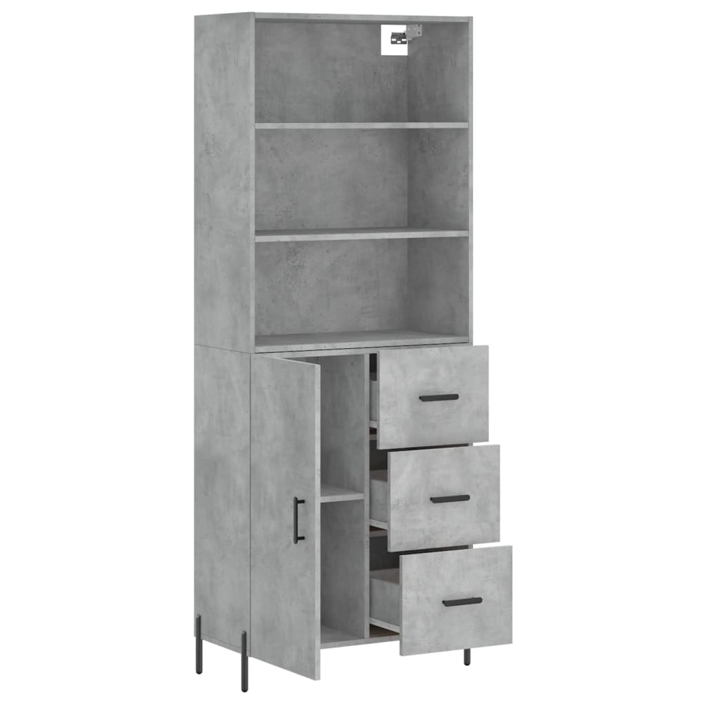 Credenza Grigio Cemento 69,5x34x180 cm in Legno Multistrato