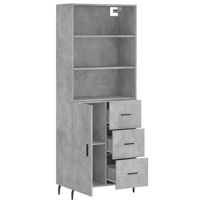 Credenza Grigio Cemento 69,5x34x180 cm in Legno Multistrato 3189465