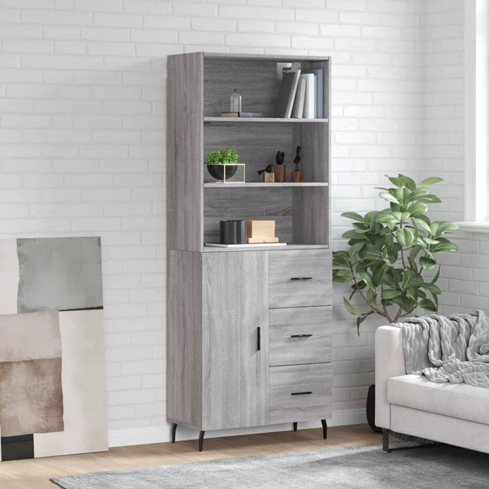 vidaXL Credenza Grigio Sonoma 69,5x34x180 cm in Legno Multistrato