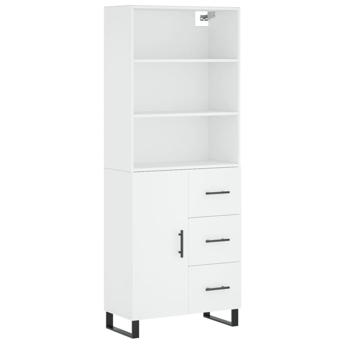 Credenza cassettiera mobile contenitore organizer cucina soggiorno salotto alto 695 x 34 x 180 cm legno ingegnerizzato bianco 02_0032686