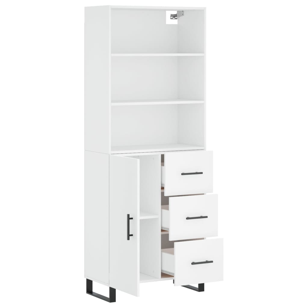 Credenza cassettiera mobile contenitore organizer cucina soggiorno salotto alto 695 x 34 x 180 cm legno ingegnerizzato bianco 02_0032686