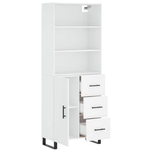 Credenza cassettiera mobile contenitore organizer cucina soggiorno salotto alto 695 x 34 x 180 cm legno ingegnerizzato bianco 02_0032686