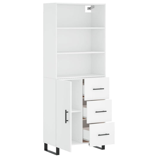 Credenza cassettiera mobile contenitore organizer cucina soggiorno salotto alto 695 x 34 x 180 cm legno ingegnerizzato bianco 02_0032686