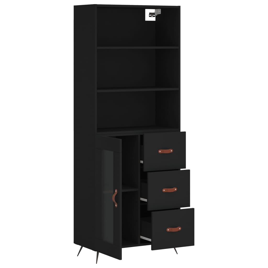 Credenza Nera 69,5x34x180 cm in Legno Multistrato 3189478