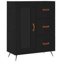 Credenza-Buffet-Armadio da cucina Nera 69,5x34x180 cm in Legno Multistrato 276278