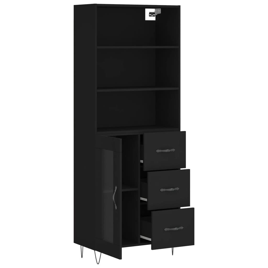 Credenza Nera 69,5x34x180 cm in Legno Multistrato 3189502