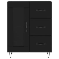 Credenza-Buffet-Armadio da cucina Nera 69,5x34x180 cm in Legno Multistrato 919299