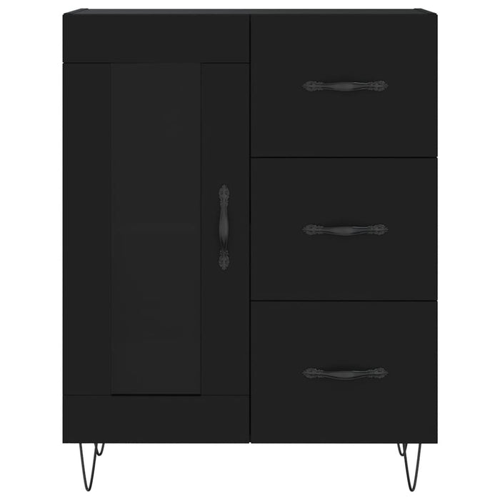Credenza-Buffet-Armadio da cucina Nera 69,5x34x180 cm in Legno Multistrato 919299