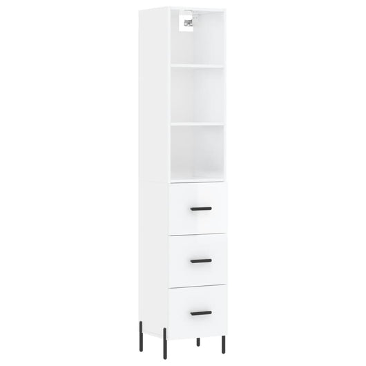 Credenza 34,5x34x180 cm in Legno Multistrato Bianco Lucidocod mxl 77705
