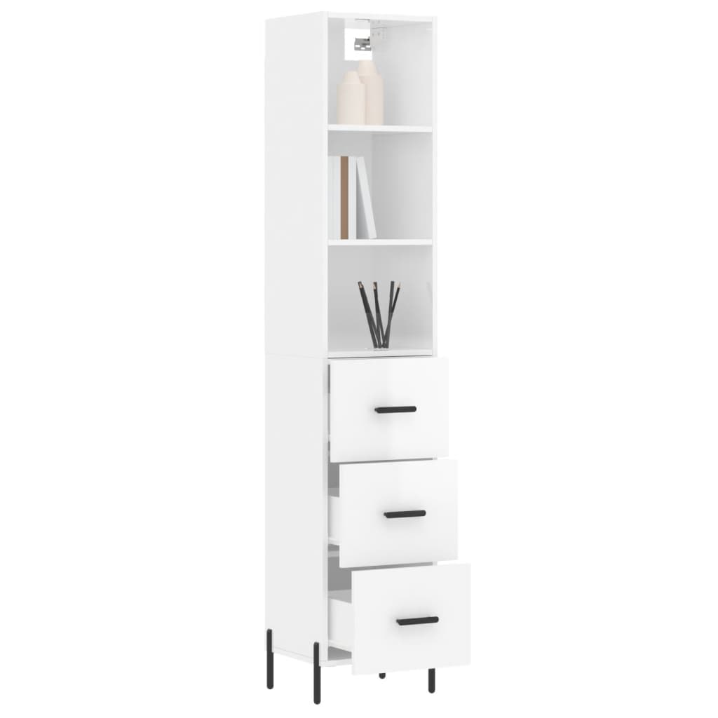 Credenza 34,5x34x180 cm in Legno Multistrato Bianco Lucidocod mxl 77705