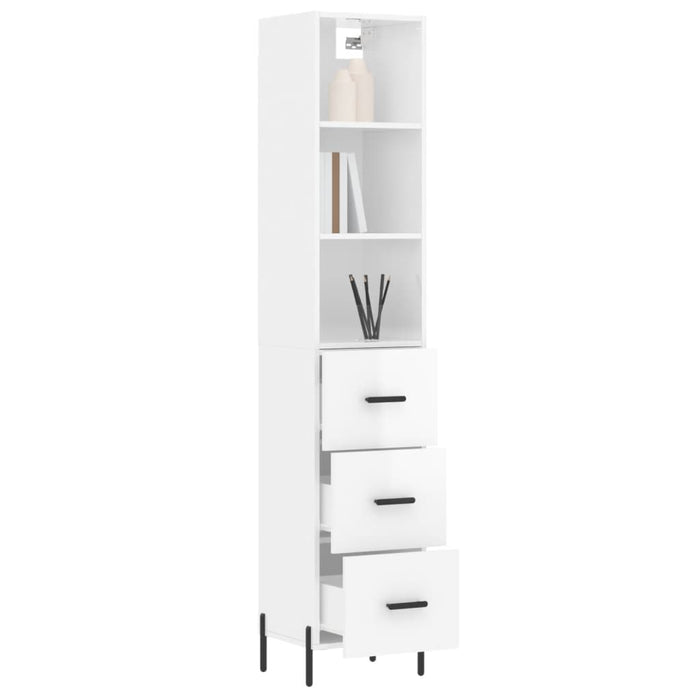 Credenza 34,5x34x180 cm in Legno Multistrato Bianco Lucidocod mxl 77705