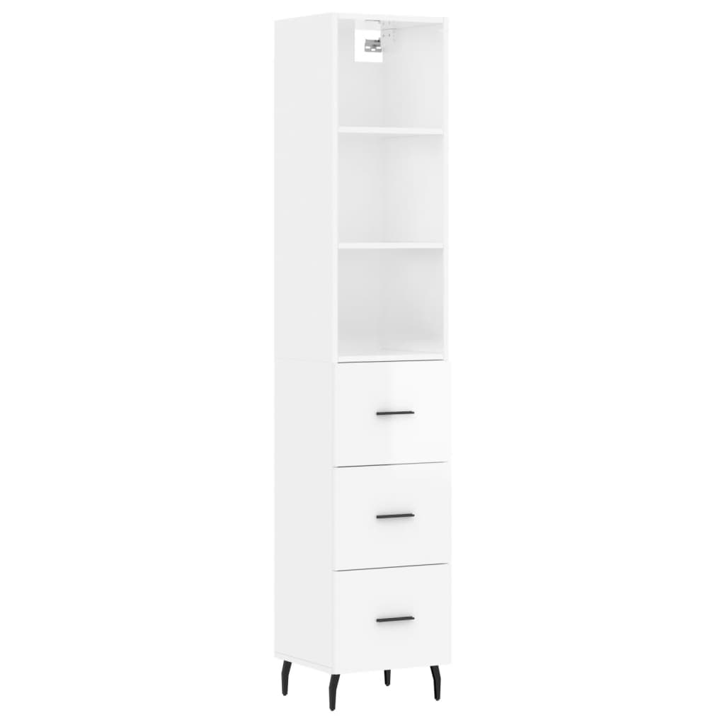 Credenza 34,5x34x180 cm in Legno Multistrato Bianco Lucido 3189719