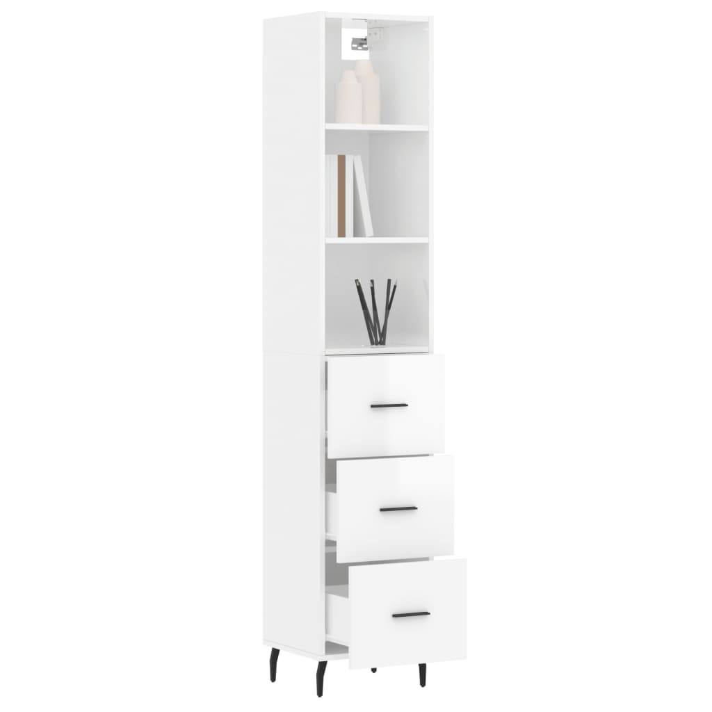 Credenza 34,5x34x180 cm in Legno Multistrato Bianco Lucidocod mxl 101866