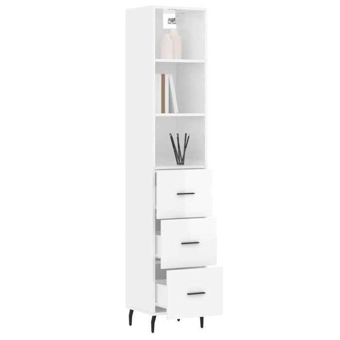 Credenza 34,5x34x180 cm in Legno Multistrato Bianco Lucidocod mxl 101866