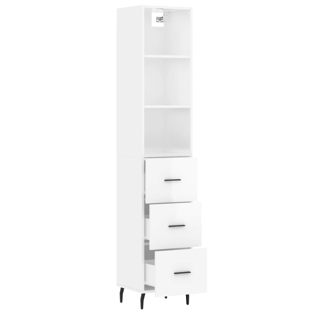 Credenza 34,5x34x180 cm in Legno Multistrato Bianco Lucido 3189719