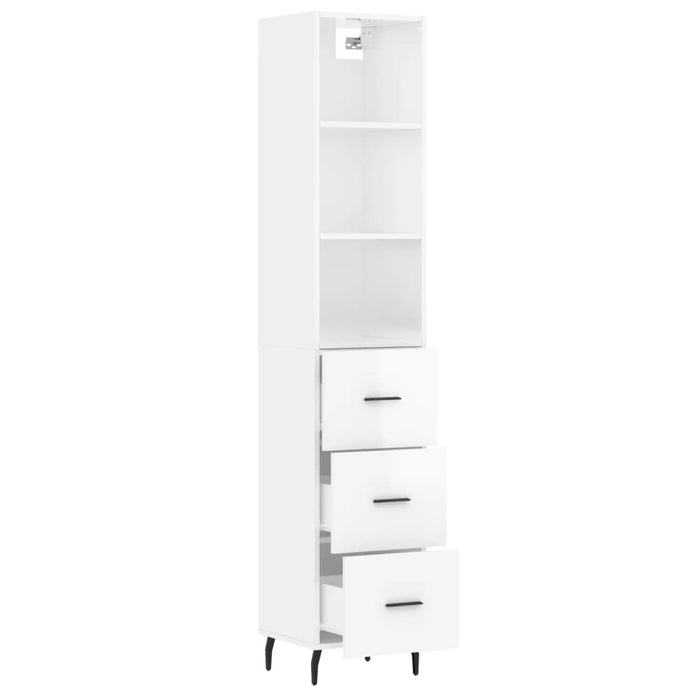 Credenza 34,5x34x180 cm in Legno Multistrato Bianco Lucido 3189719