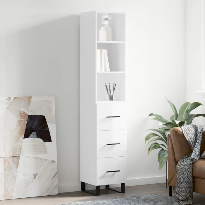 Credenza 34,5x34x180 cm in Legno Multistrato Bianco Lucidocod mxl 101864