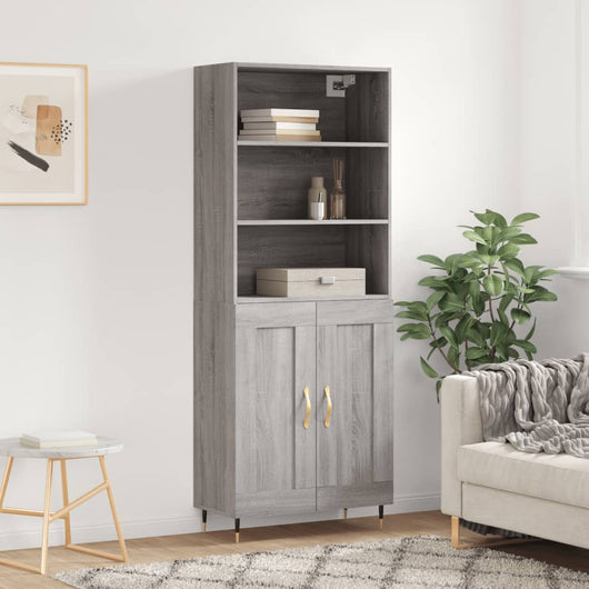 vidaXL Credenza Grigio Sonoma 69,5x34x180 cm in Legno Multistrato