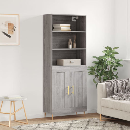 vidaXL Credenza Grigio Sonoma 69,5x34x180 cm in Legno Multistrato