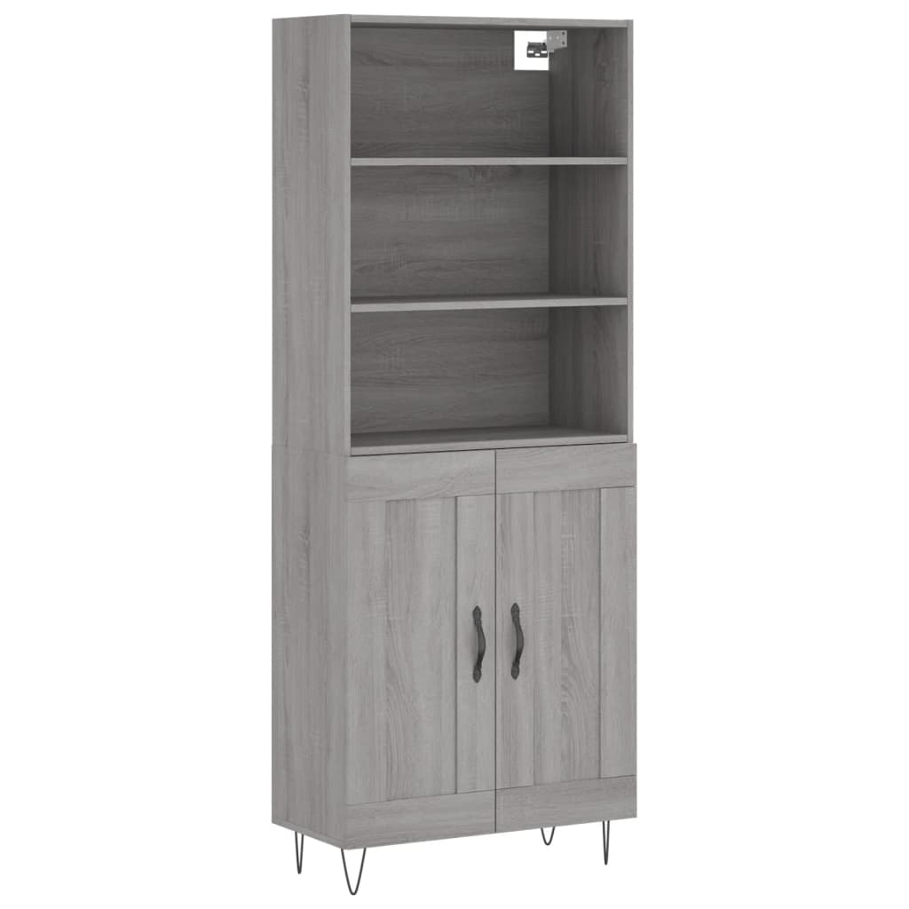 vidaXL Credenza Grigio Sonoma 69,5x34x180 cm in Legno Multistrato